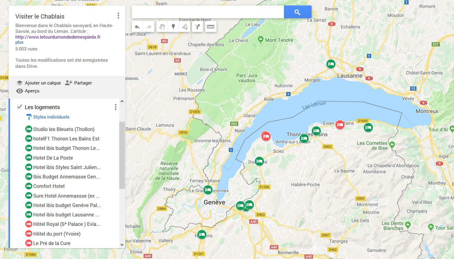 Carte Logements lac Léman