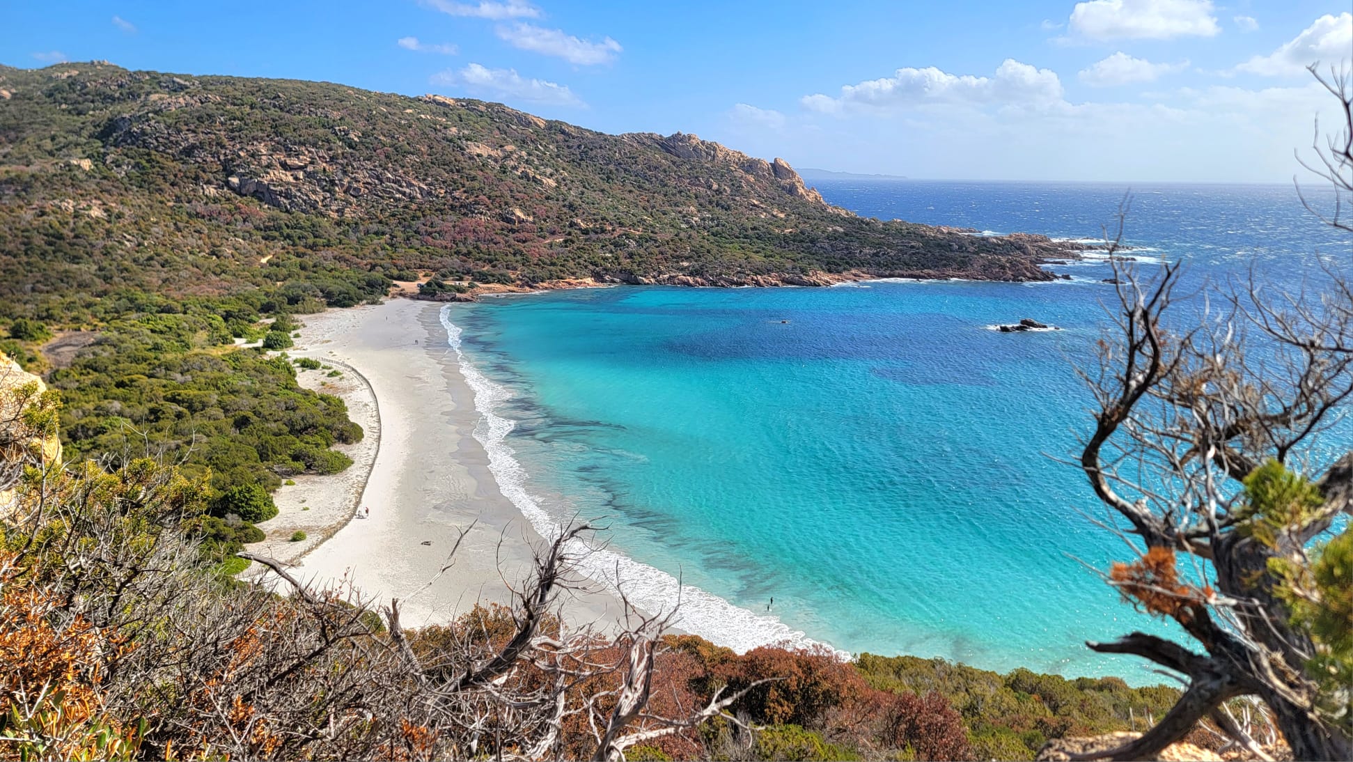 Panorama en hauteur sur la plage de Roccapina