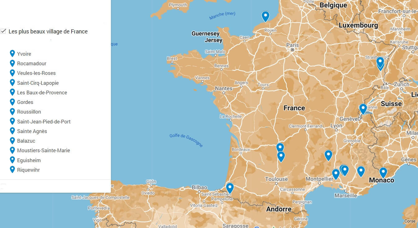 Carte Plus Beaux Villages De France