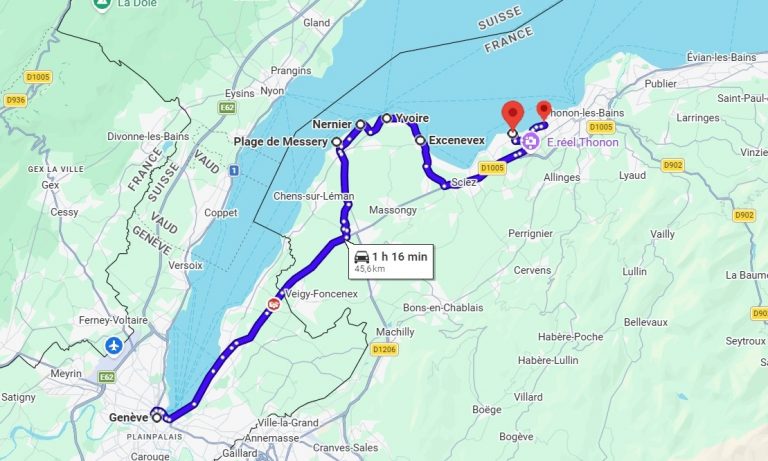 itinéraire Genève Thonon