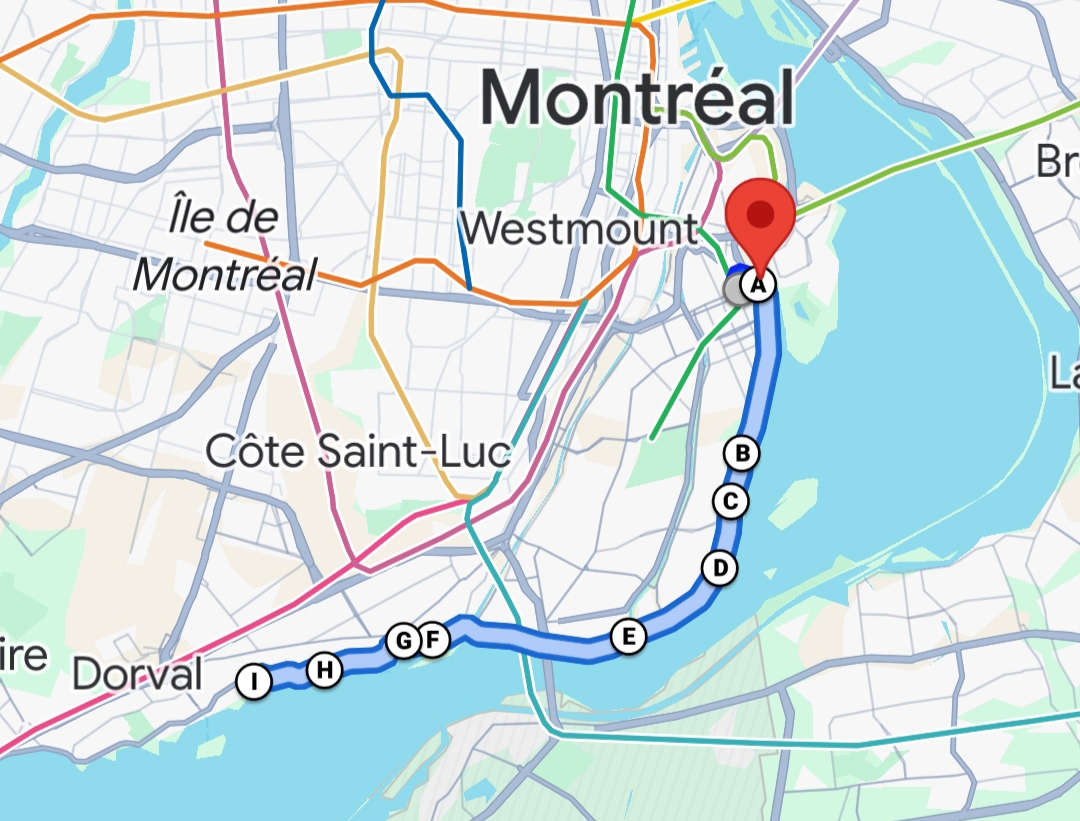 Itinéraire Google Maps vélo Montréal