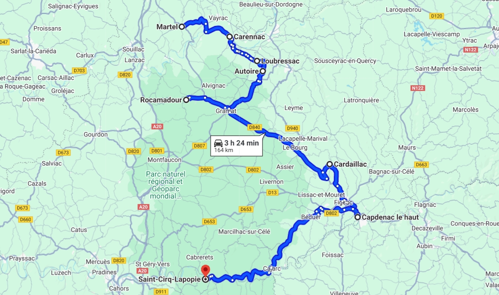 Itinéraire des Plus Beaux Villages De France dans le Lot