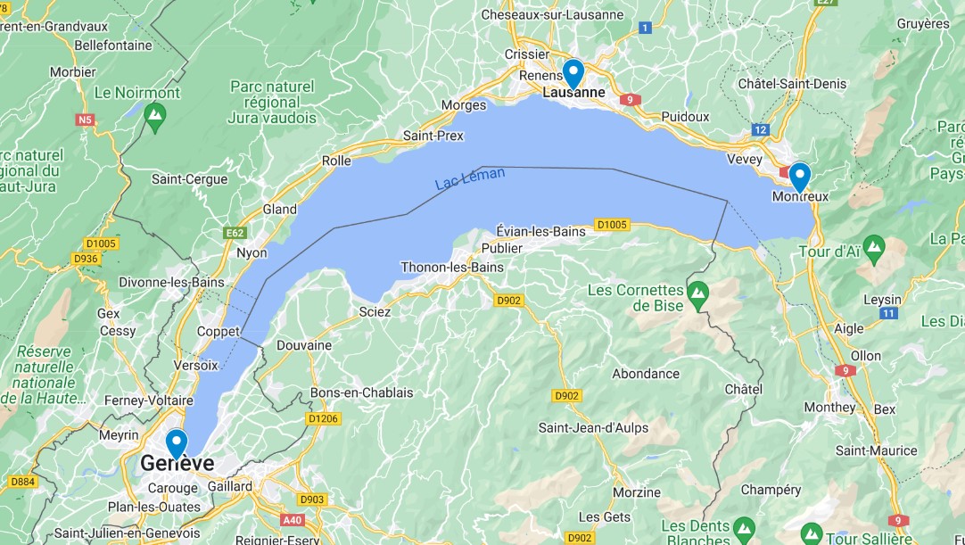 Carte lac Léman hôtel suisse