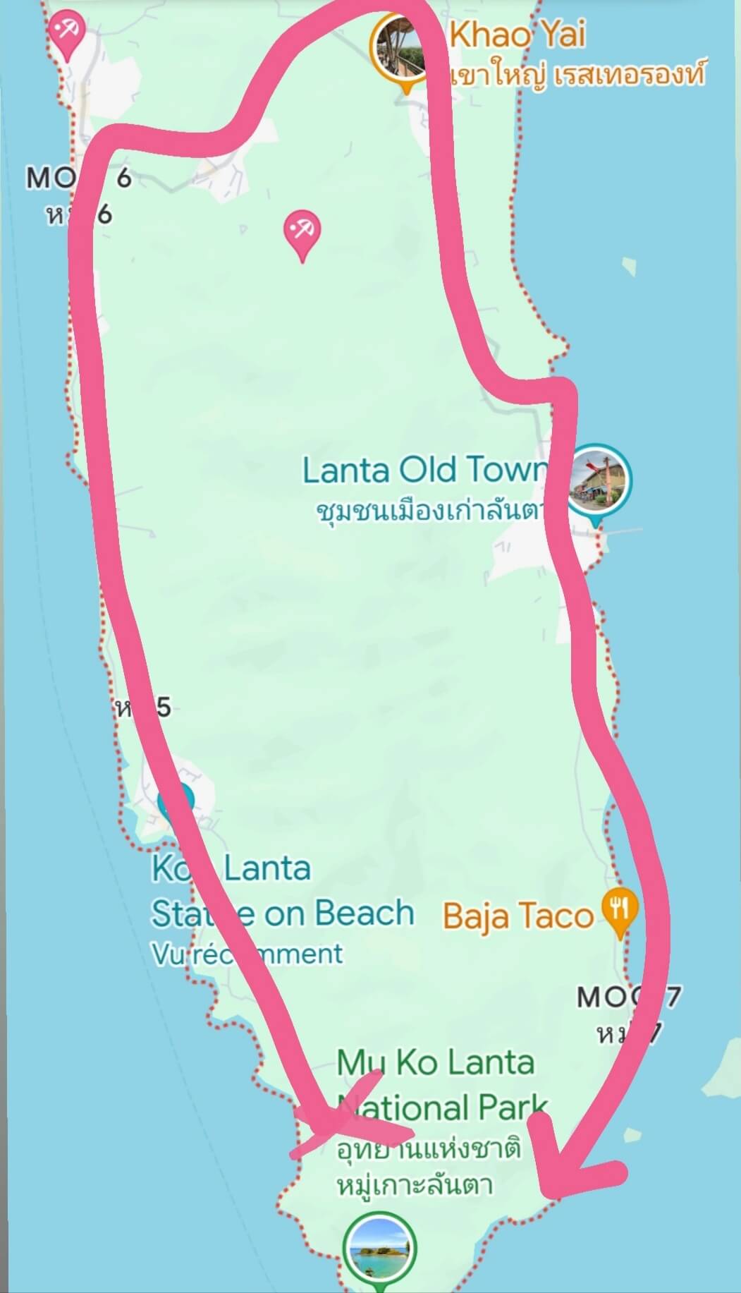 Koh Lanta sud route